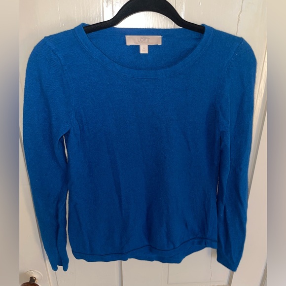 LOFT Vibrant Blue Knit LongSleeve Top Sweater Beach Boho Summer Spring Cute - Picture 2 of 6
